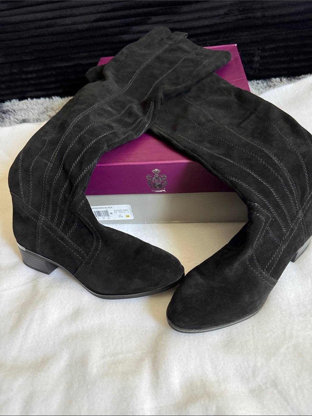 Fergie-Women's Black Suede Knee-High Boots